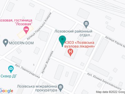 Стоматологический кабинет ГУ Узловая больница станции Лозовая СТГО ЮЖД - на карте Стоматологический кабинет ГУ Узловая больница станции Лозовая СТГО ЮЖД - на карте