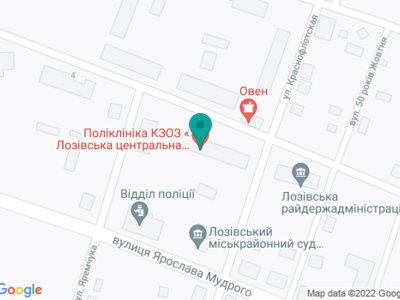 Поликлиническое отделение №2 КНП Лозовское ТМО - на карте Поликлиническое отделение №2 КНП Лозовское ТМО - на карте