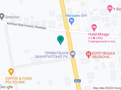 Стоматологія КНП Берегівська лікарня ім. Б. Ліннера - на карте Стоматологія КНП Берегівська лікарня ім. Б. Ліннера - на карте